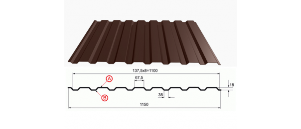 Профнастил коричневый оцинкованный  RAL 8017 С-20 купить недорого в Вороново