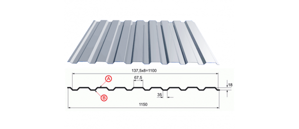 Профнастил оцинкованный С-20 1100x3000 купить недорого в Вороново